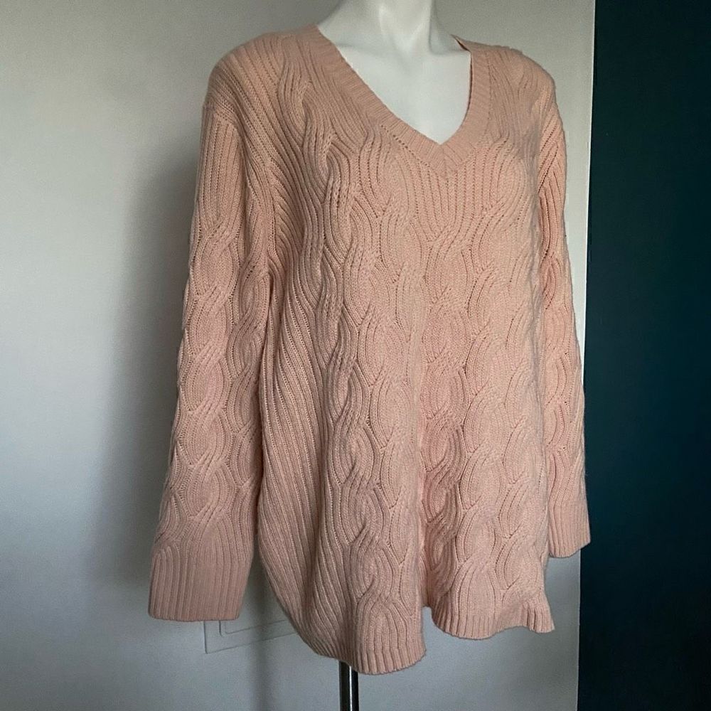 Calvin Klein Pink Knit V Neck Sweater - Picture 2 of 10